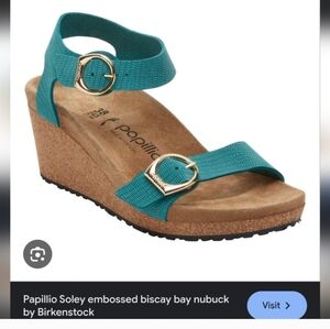 Papillio Birkenstock Soley Embossed Biscay Bay Nubuck